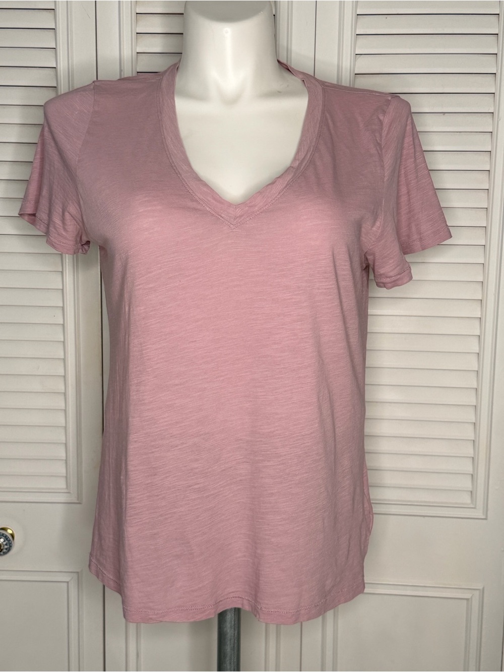 Madewell Signature Slub V-Neck Tee in Dusty Rose